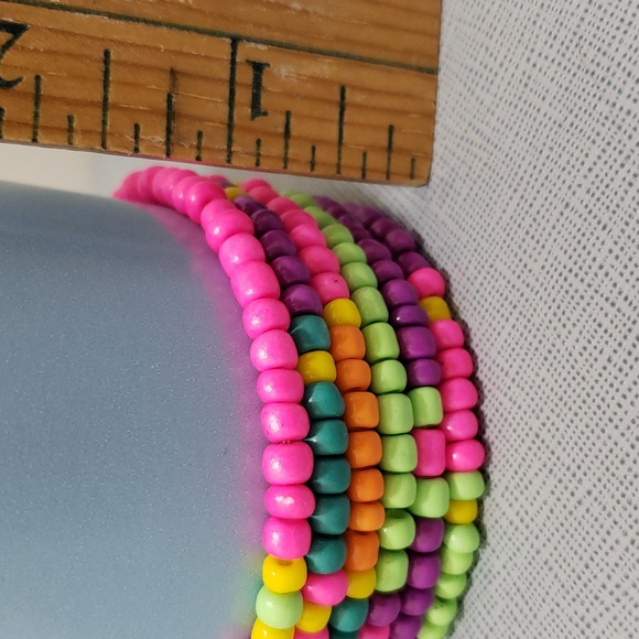 New Fun Bright Pretty Pop of Color Small Bead Neon Stretch Bracelets For Adults - Picture 5 of 5
